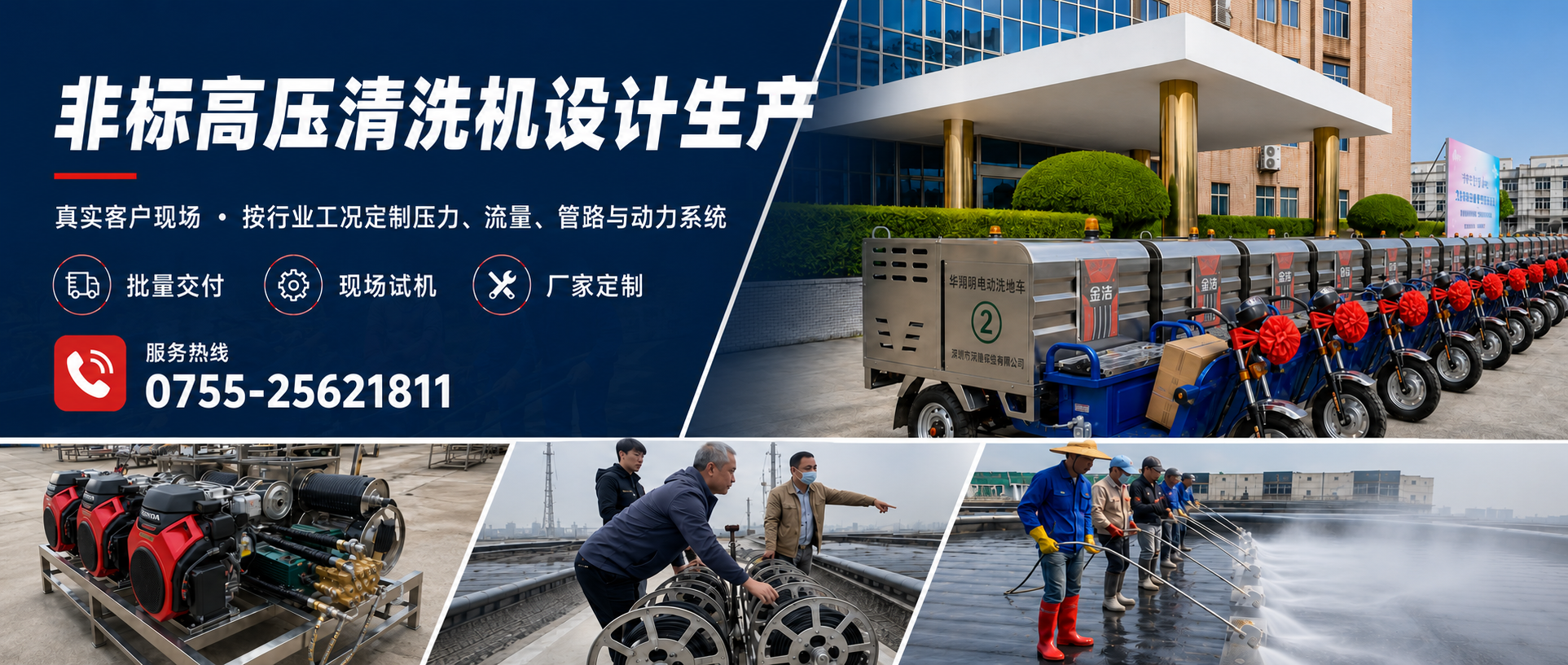 非标高压清洗机设计生产客户现场批量交付与试机案例