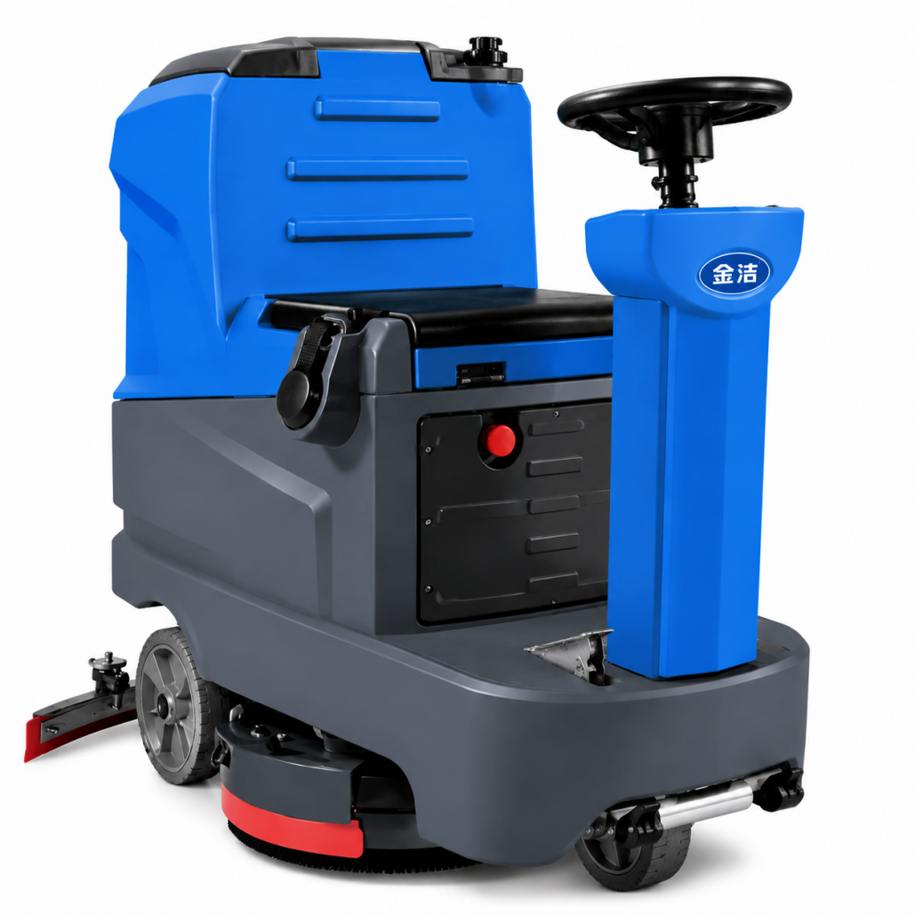 Ride-on floor scrubber
